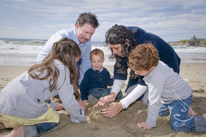 After the posed shots, I encouraged everyone to build a sand castle together. This shot is one of those moments that brings it all together, with the youngest, Lincoln Louis, becoming the focal point of the project at hand.