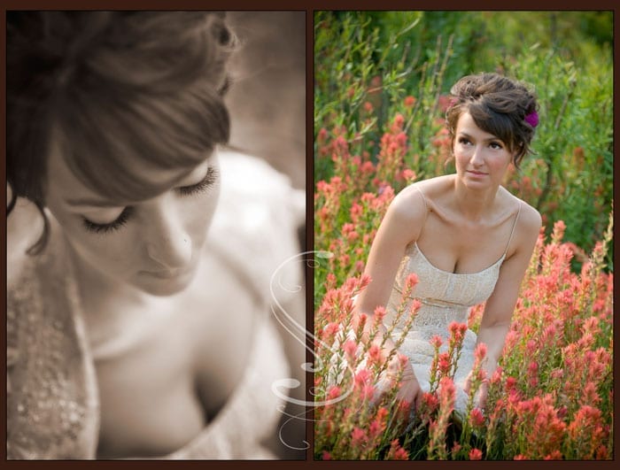 I used my 85 1.8 lens for the image on the left, done inside her room, which is focused perfectly on her beautiful long eyelashes. The photo on the right is taken in a nice large patch of Indian Paintbrush that usually blooms at the end of June to mid July at the Resort at Squaw Creek.