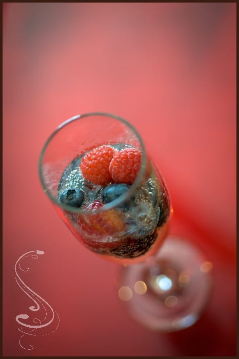 A time to celebrate, with champagne and mixed berries, yummy!