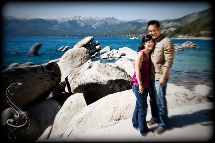 Allison and Oliver at Sand Harbor for their engagement photography session. I love the giant granite boulders that give Lake Tahoe photography its signature back drop.