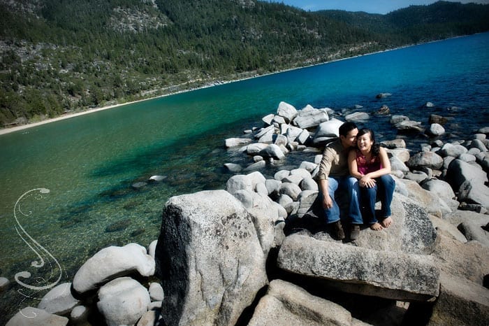 Sometimes the setting is the main subject, especially with such a spectacular location as Lake Tahoe, and then capturing the couple's interaction within this setting tops off the image.
