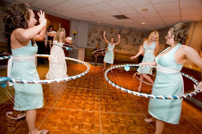 Alicia's mom made all the girls hoola hoops as gifts, so they brought them out for some fun on the dance floor