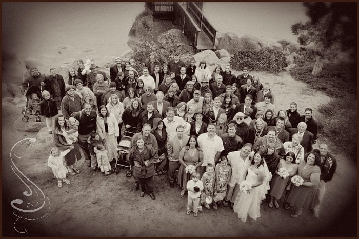 It was important to Cirra and Ian to get a group shot of everyone at the wedding. I did this from the second floor of the house on the point, and added an old fashioned filter to give it a nostalgic feeling.