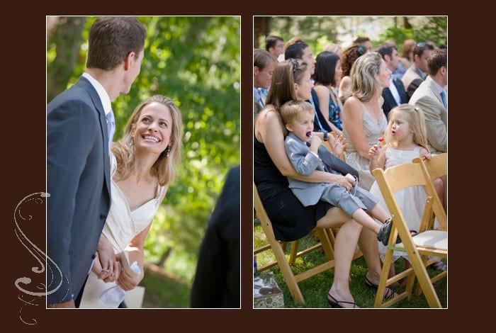 I love to look for the moments during the ceremony that are not obvious or at the front of the aisle, like this one on the right of the kids with enjoying their lolly pops, and that the bride and groom don't see until they get their proof prints.