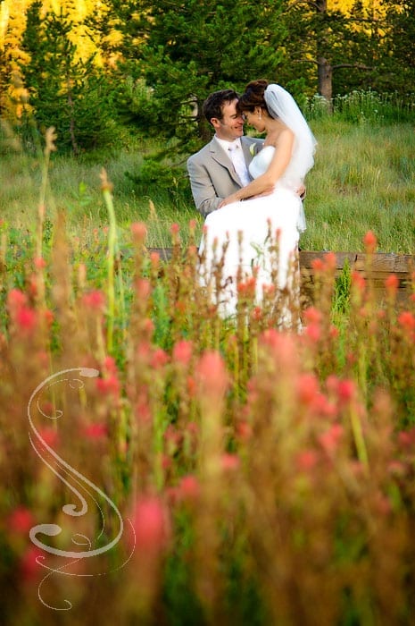 The paintbrush were on their way out, but still showing enough for a nice portrait of the newlyweds at the resort at Squaw Creek