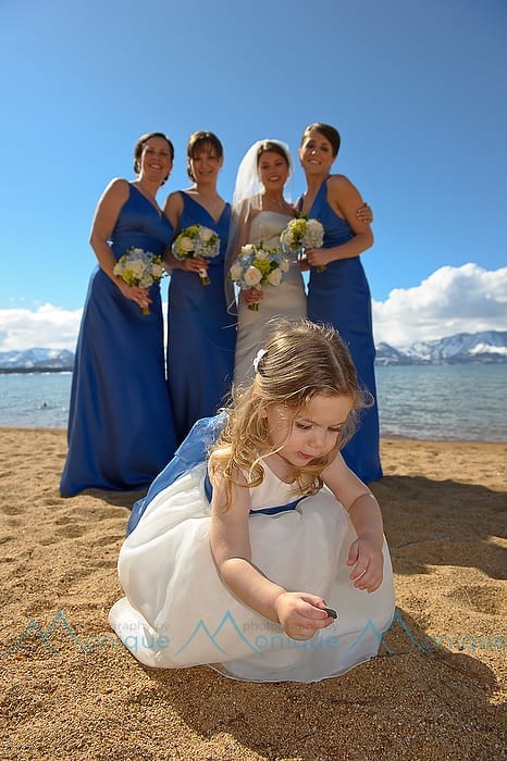 bridesmaids and flower girl at lake tahoe
