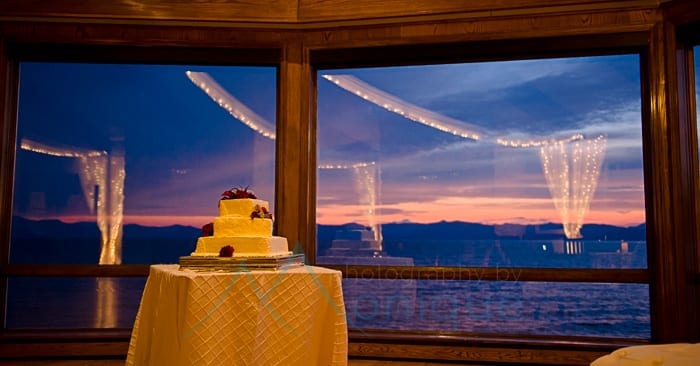 wedding cake and sunset
