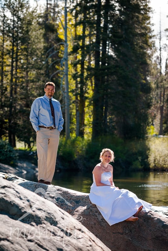 bride and groom on s yuba river