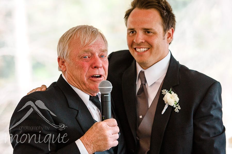 Tahoe wedding reception toast by father of groom