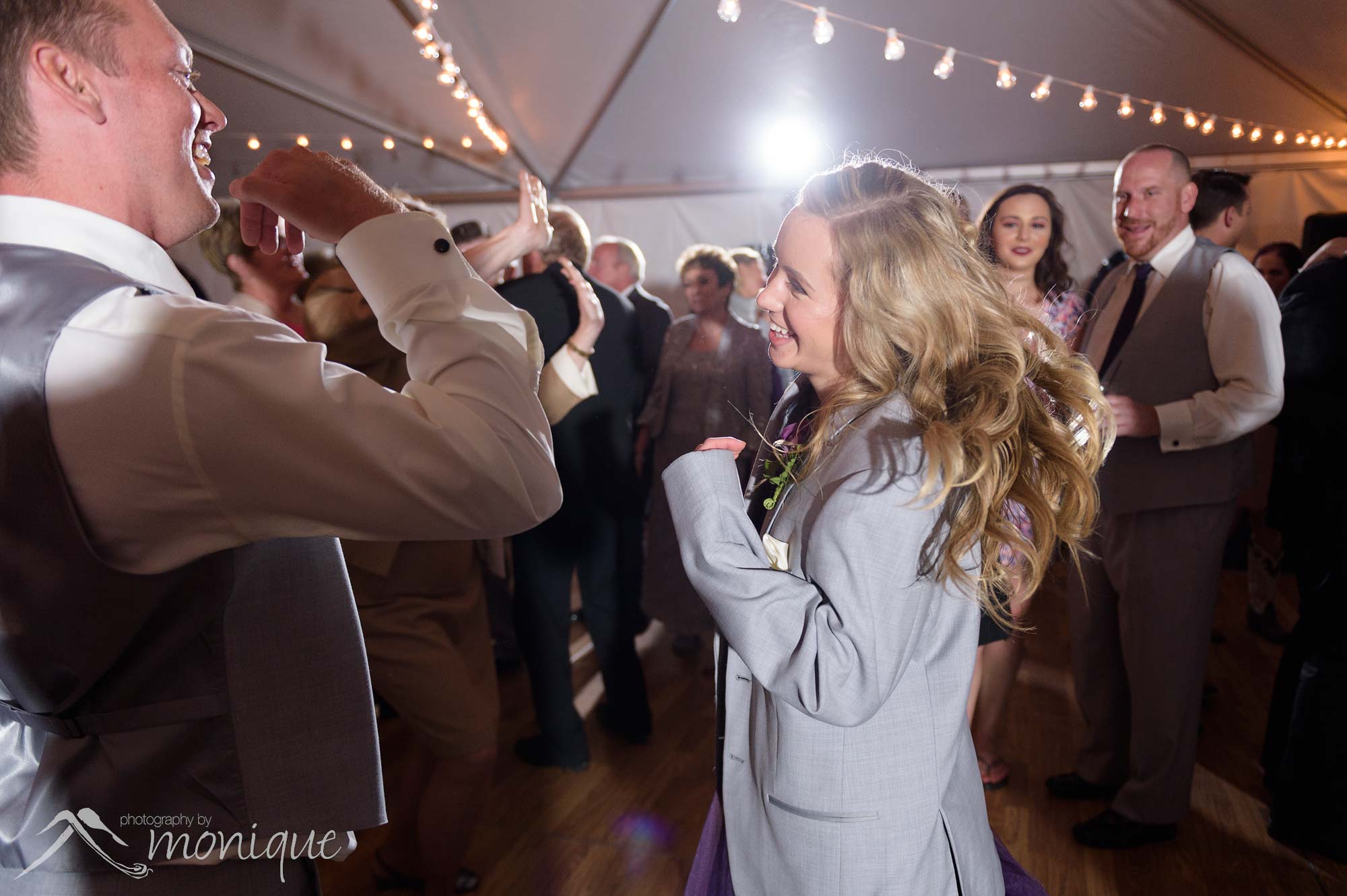 fun dancing at wedding