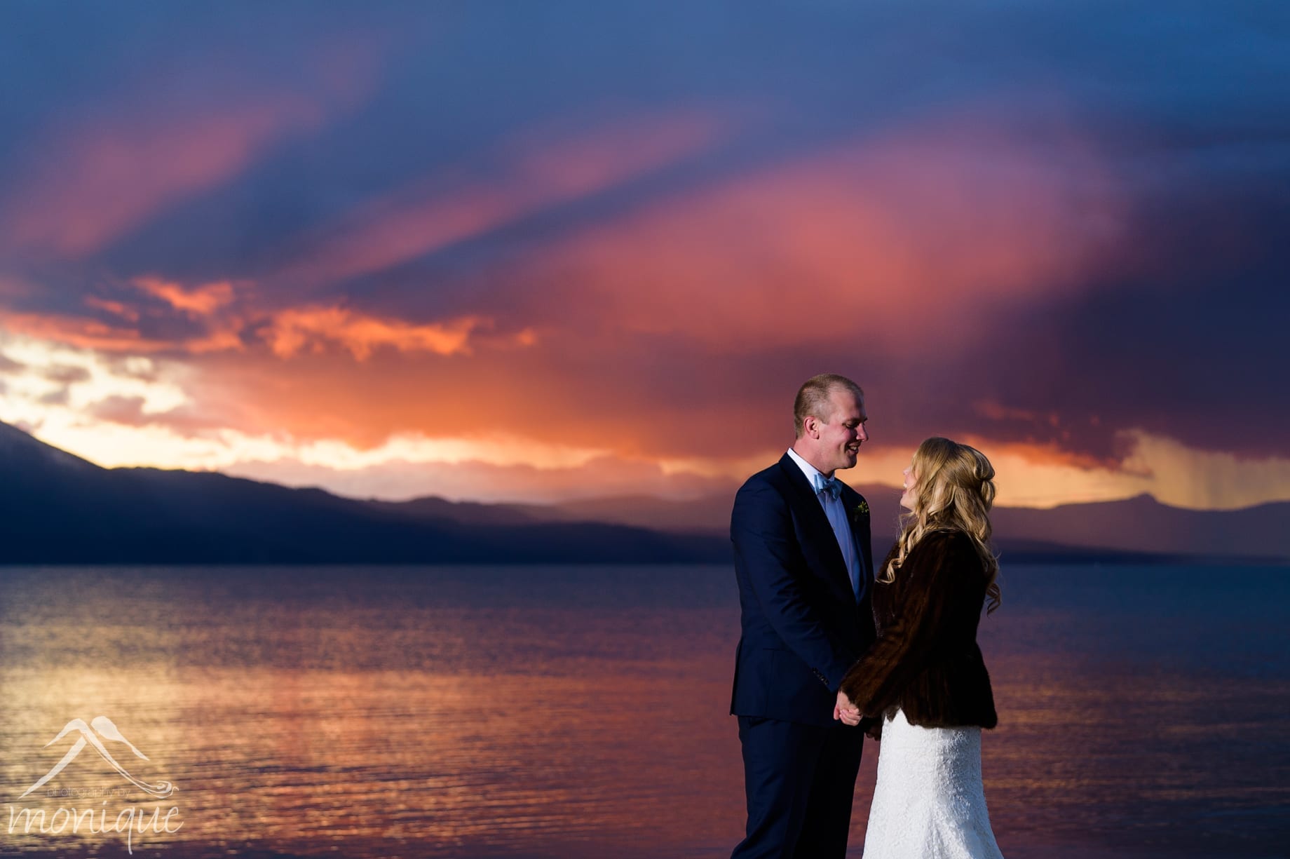 Edgewood wedding photography at Lake Tahoe with an amazing sunset