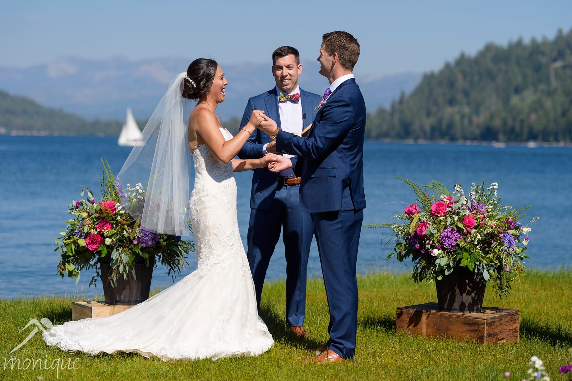 wedding ceremony at Donner Lake in Truckee by Photography by Monique