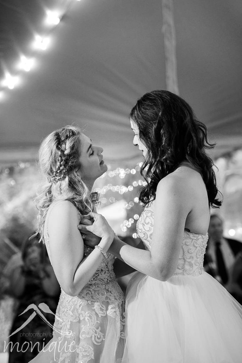 Twenty Mile House wedding photography, same sex weddings, two brides at the reception by Photography by Monique