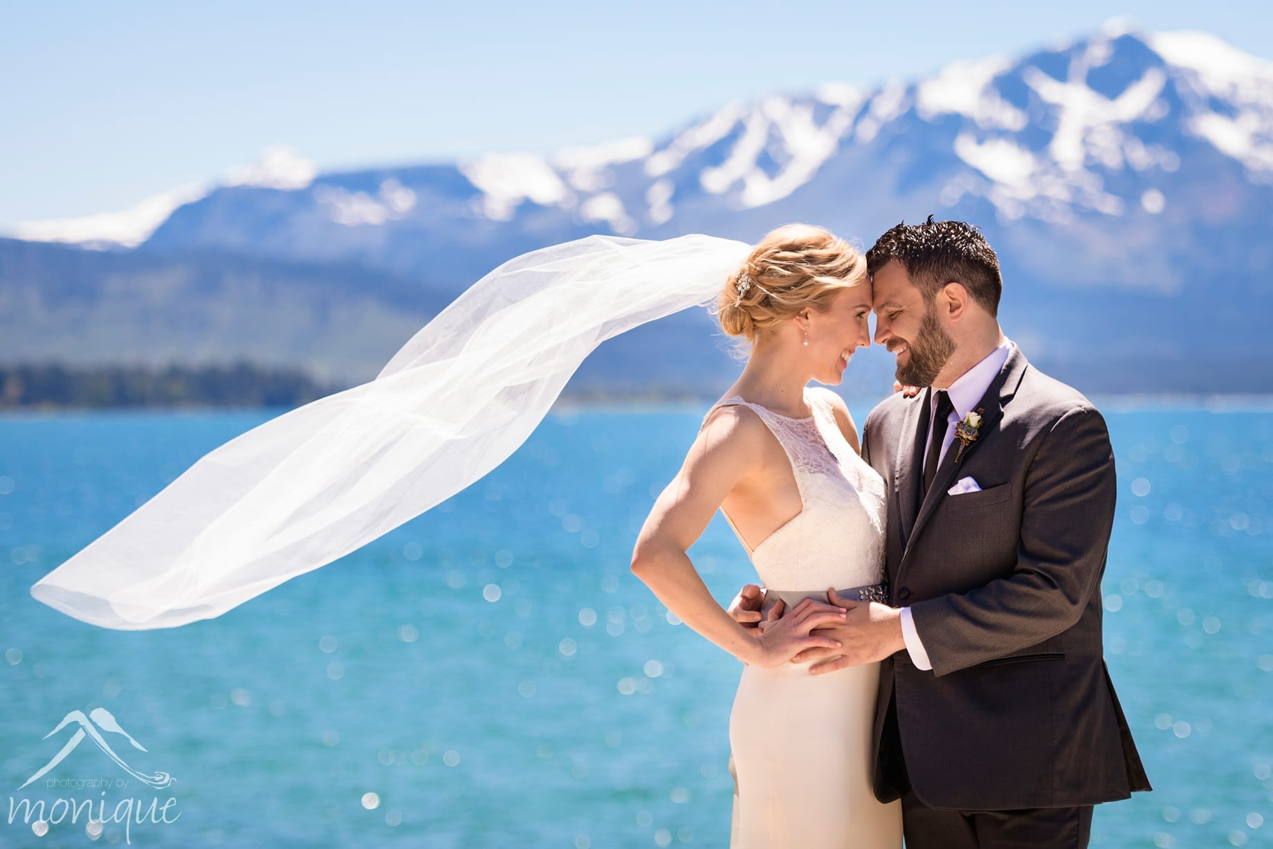 Edgewood Tahoe wedding photography with Mt. Tallac in the background