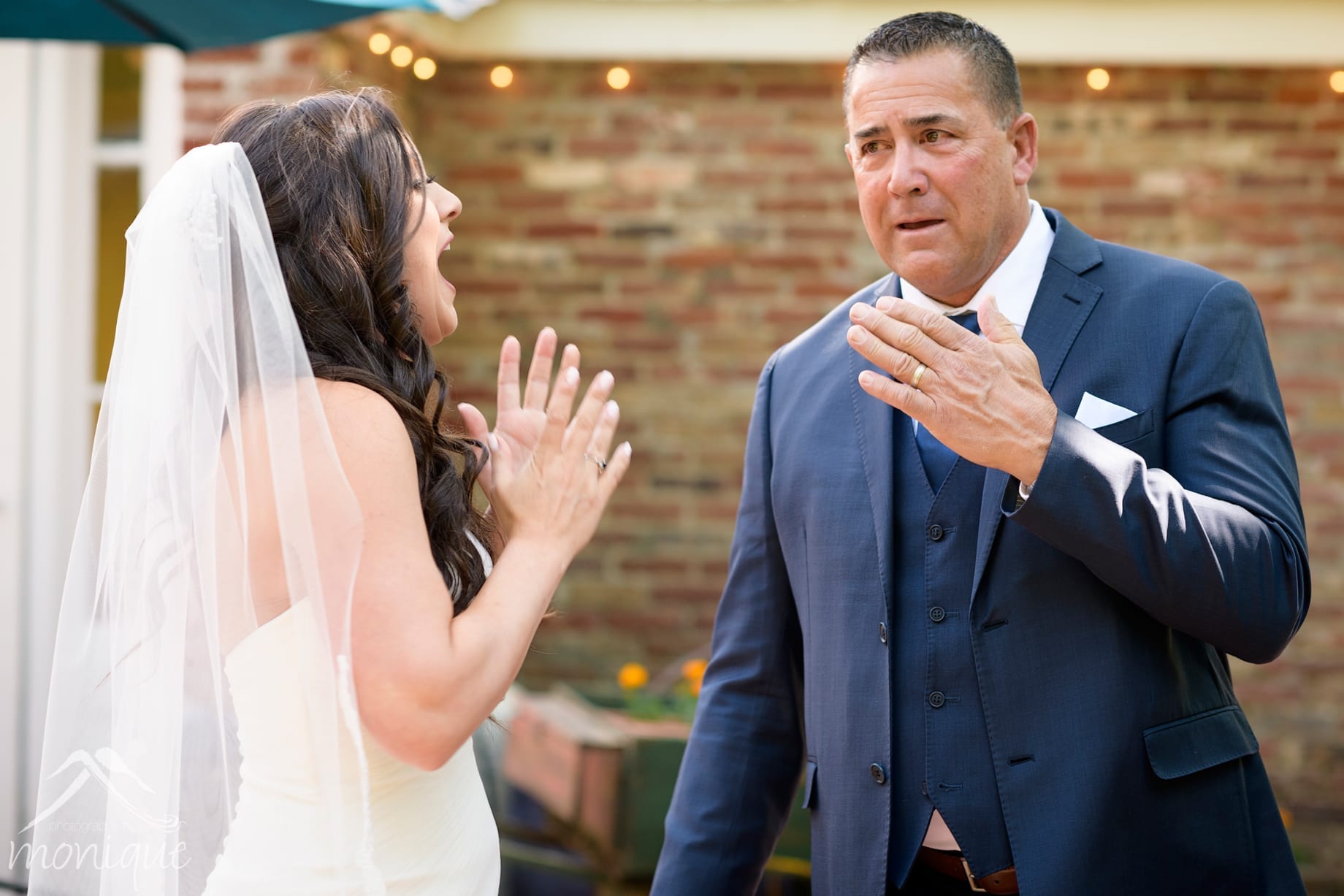 Twenty Mile House wedding photography with the father daughter emotional first look