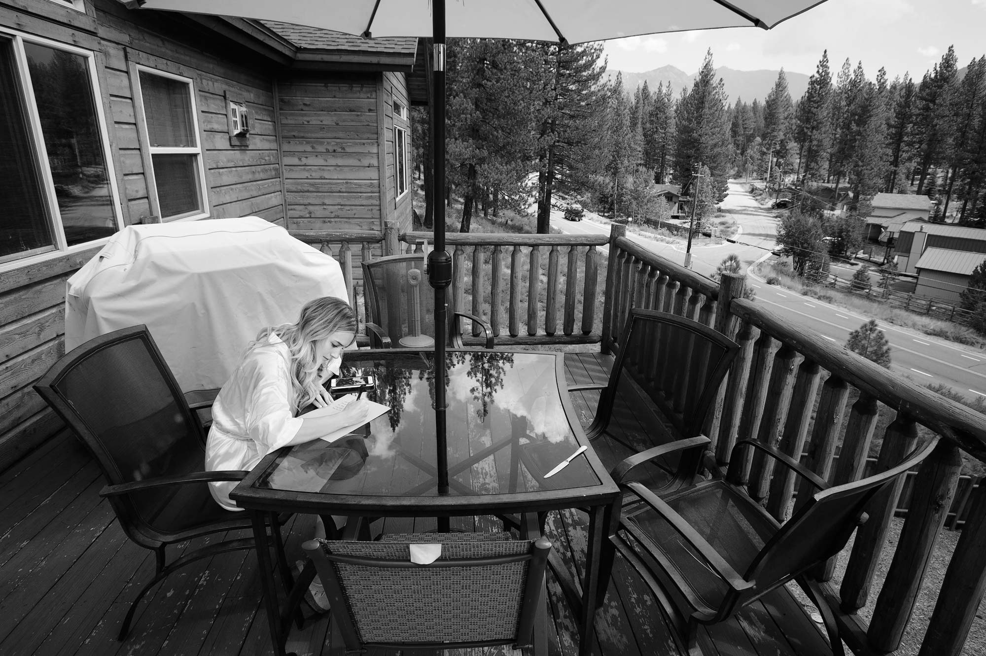 Lake Tahoe wedding photography for So You Think You Can Dance star Mollee Gray and Jeka Jane with Mollee writing her vows on the deck