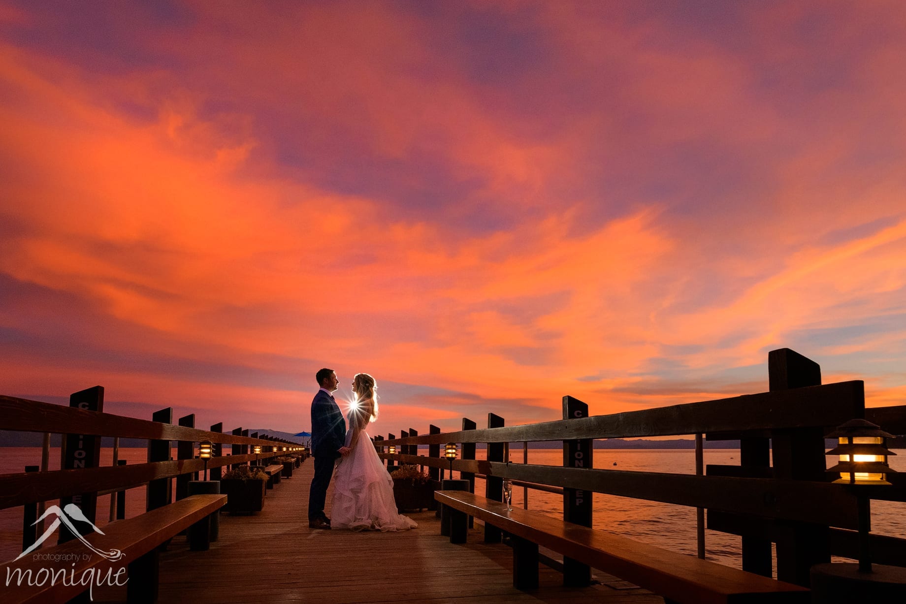 Gar Woods wedding photography with a spectacular sunset by Photography by Monique