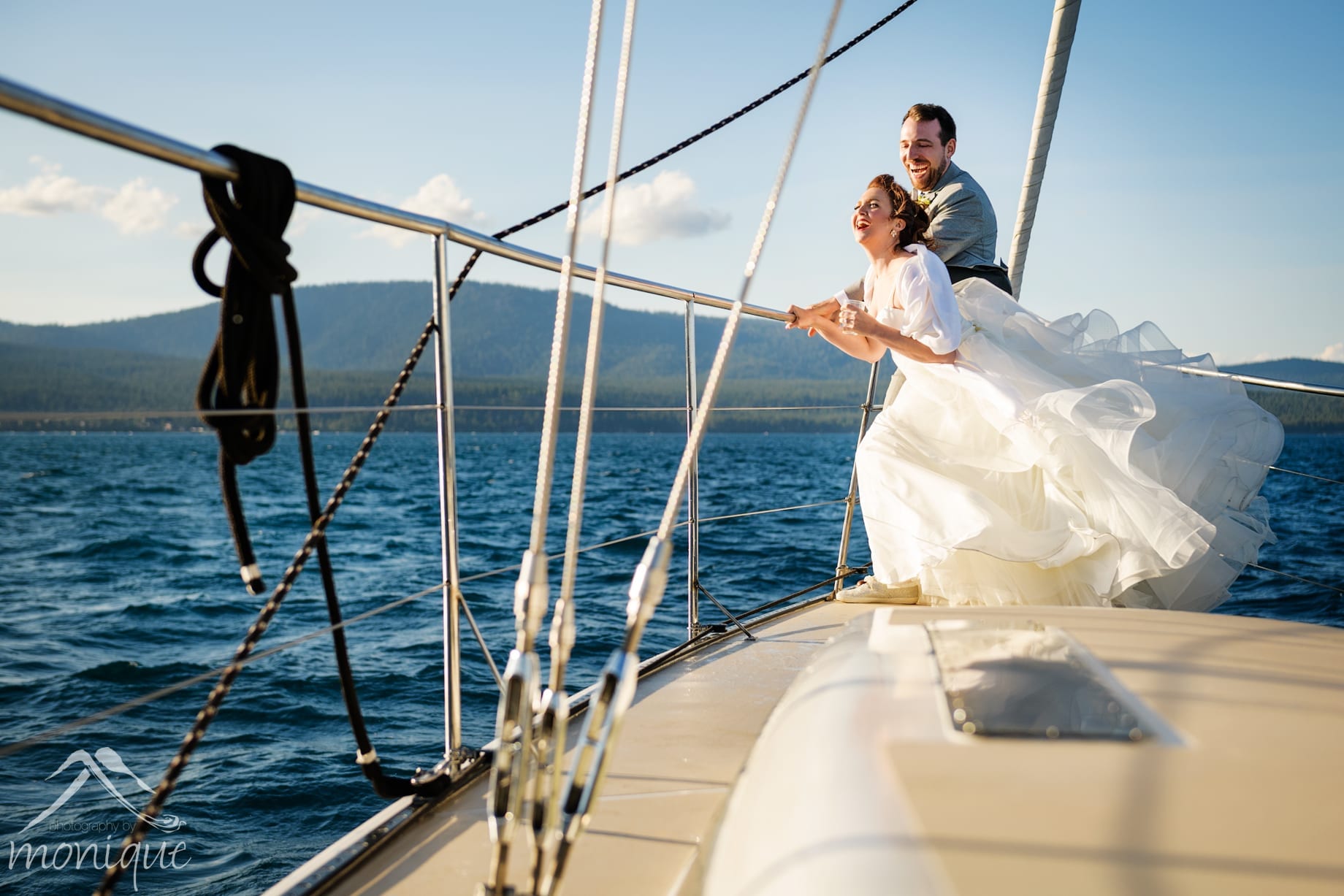 Lake Tahoe sailboat wedding photography
