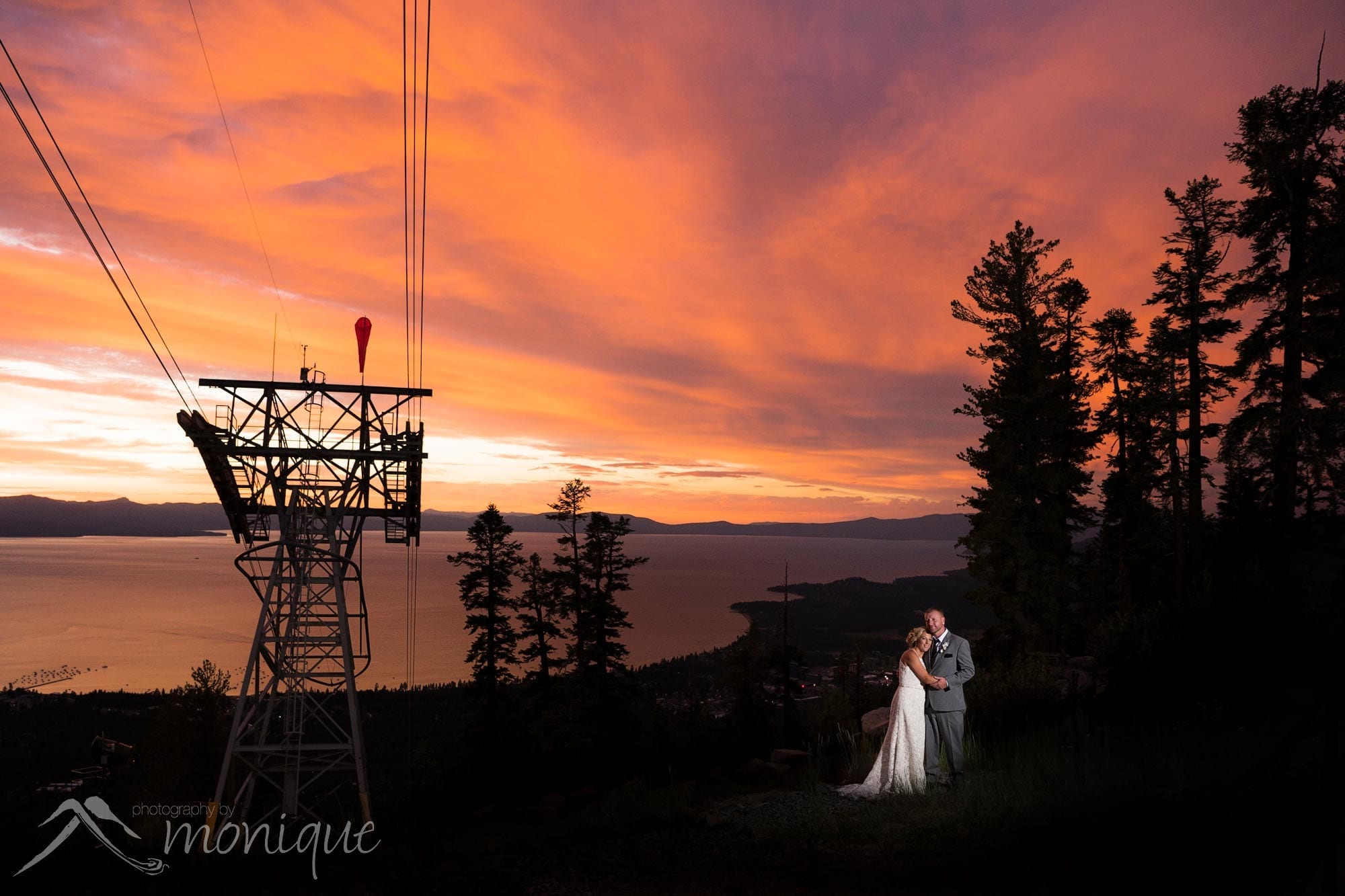 heavenly valley lake tahoe wedding with amazing sunset