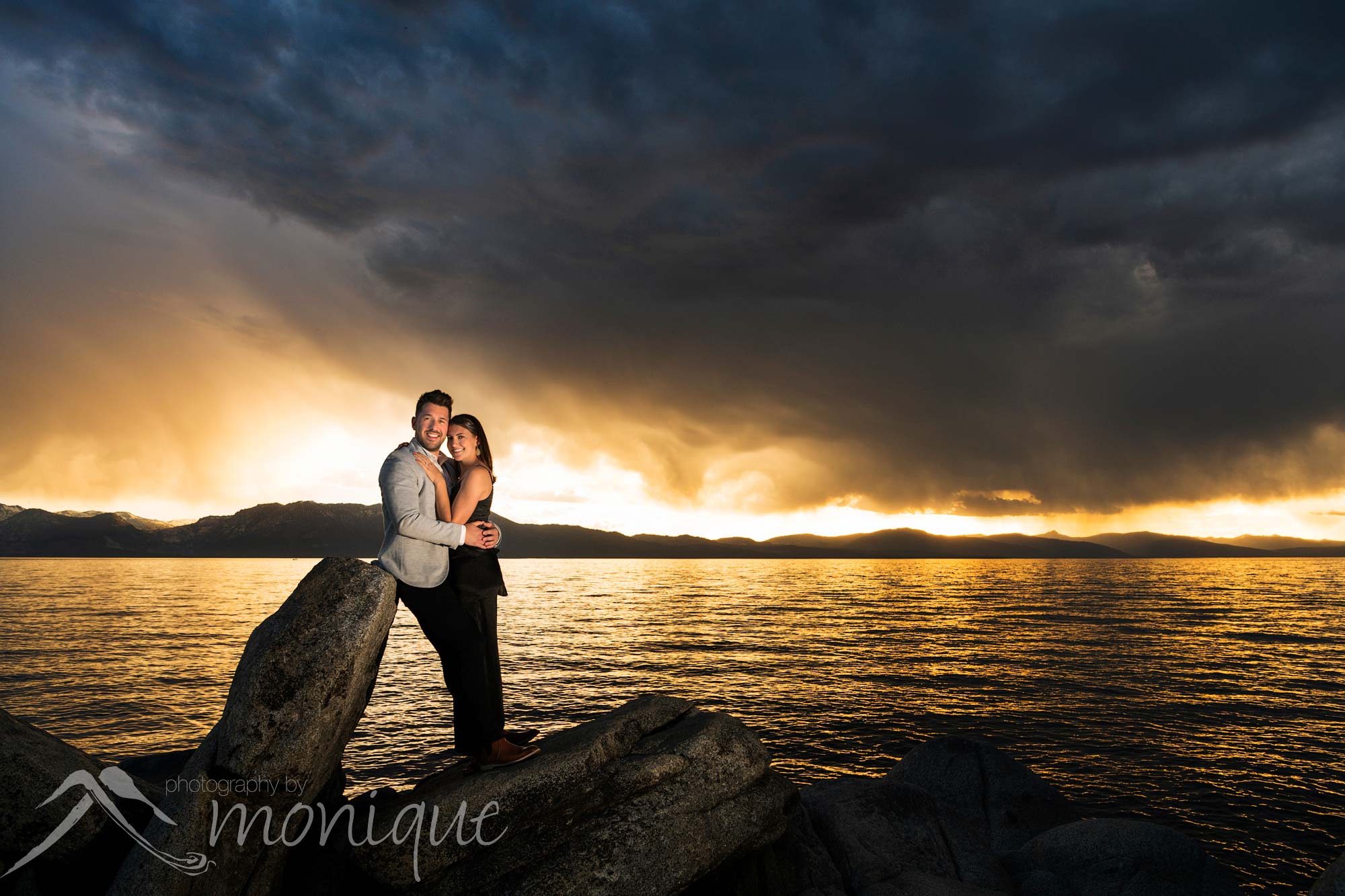Lake Tahoe surprise proposal, sunset photos, Photography by Monique