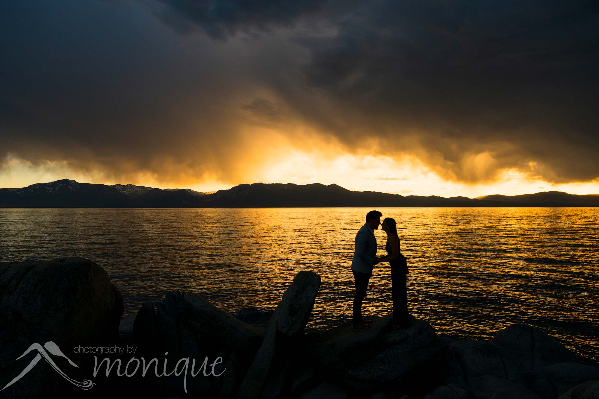 Lake Tahoe surprise proposal, sunset photos, Photography by Monique