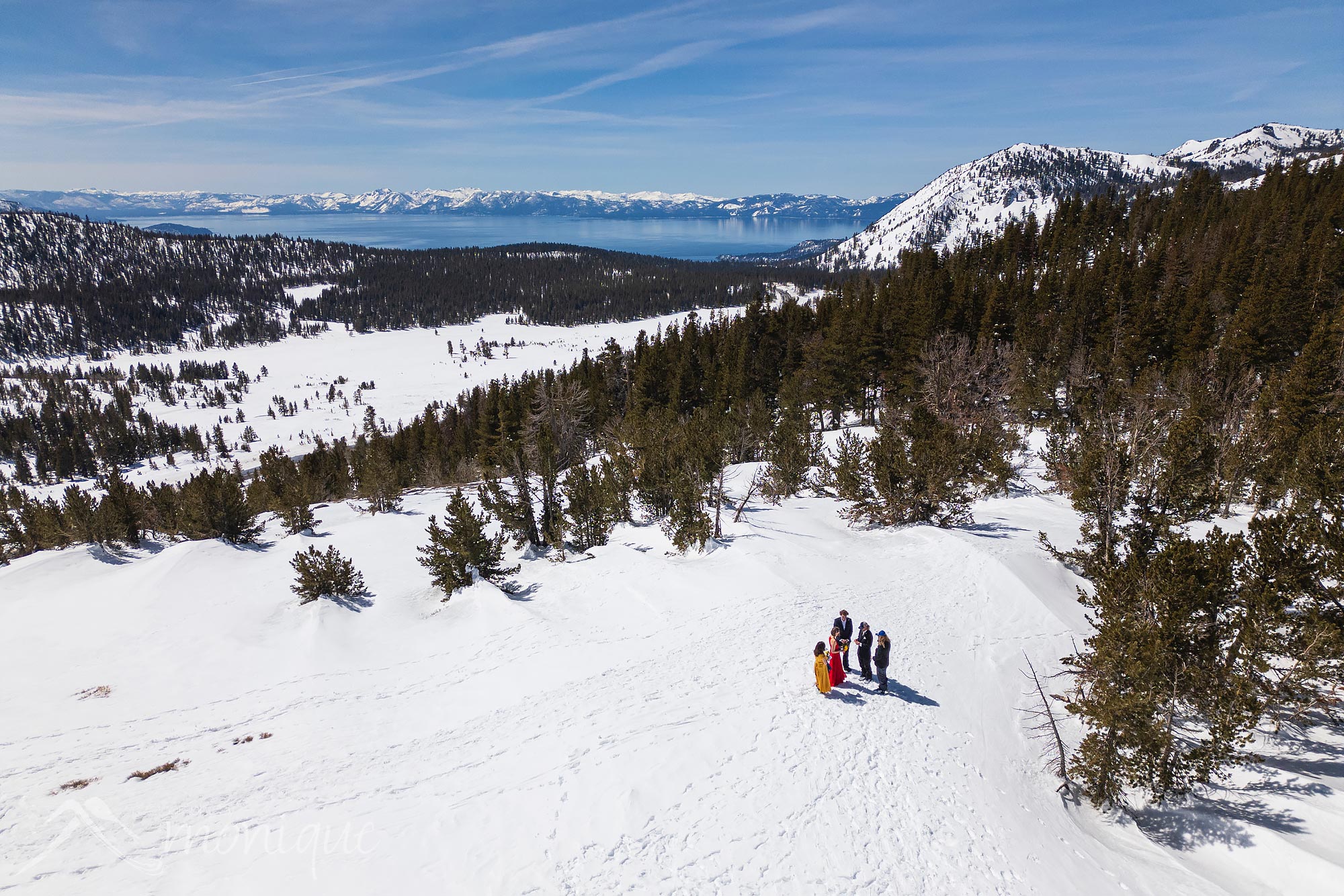winter wedding elopement in the mountains above lake tahoe